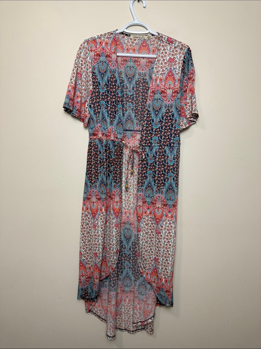 Liberty Love Floral Paisley Tie-Waist High-Low Dress size L